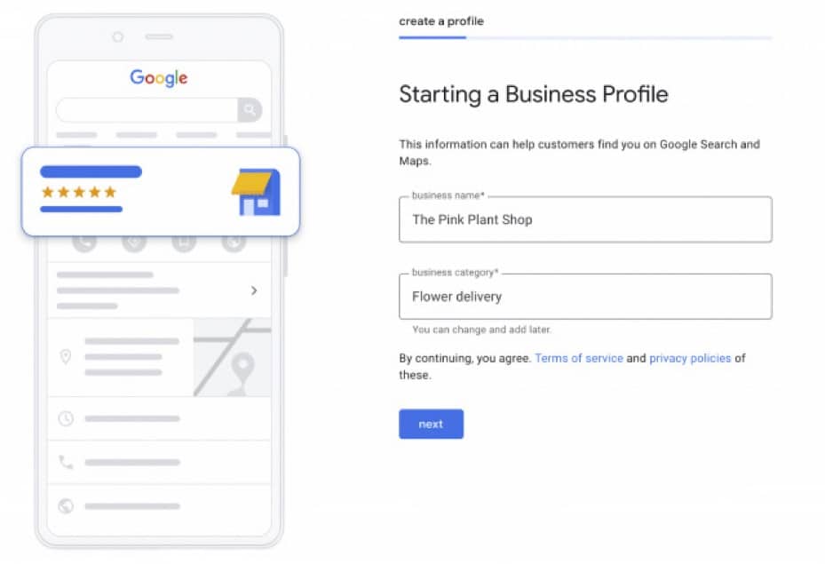 starting business profile